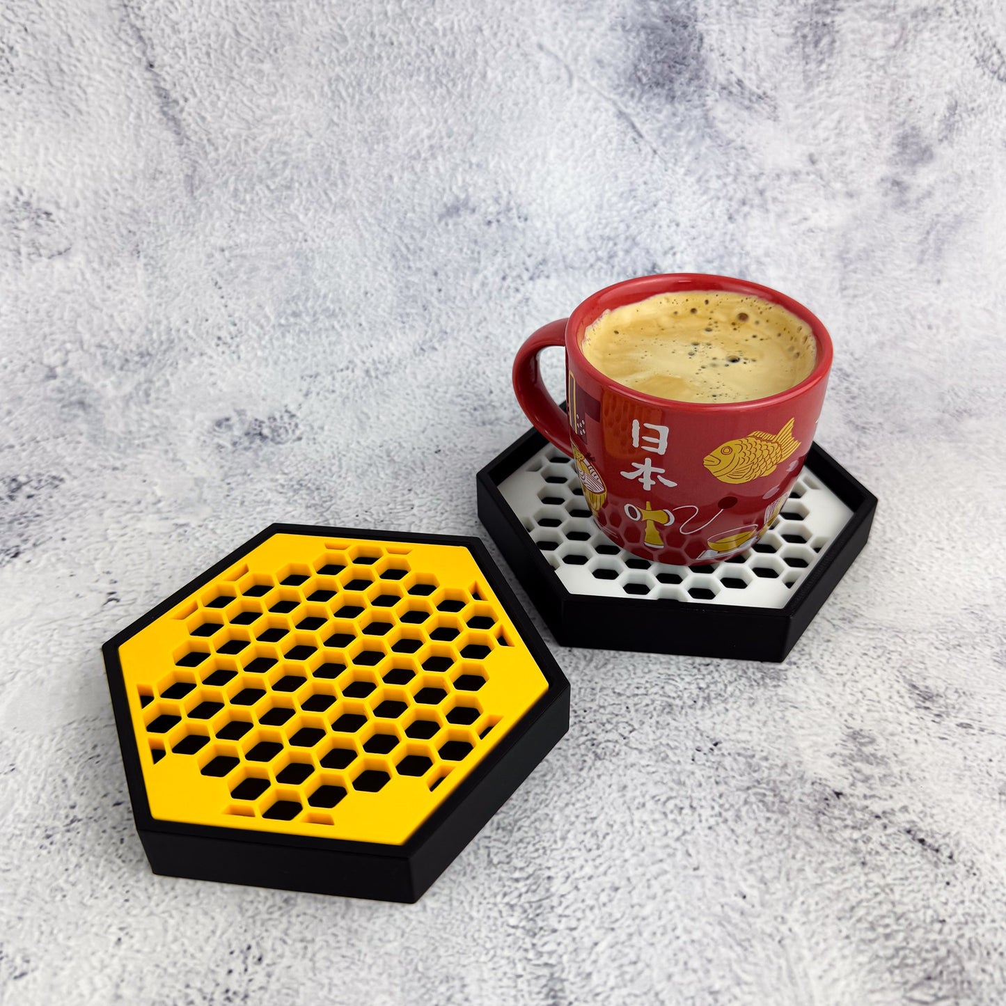 Levitation Coaster - Hexagon Edition in Classic White - Set of 2