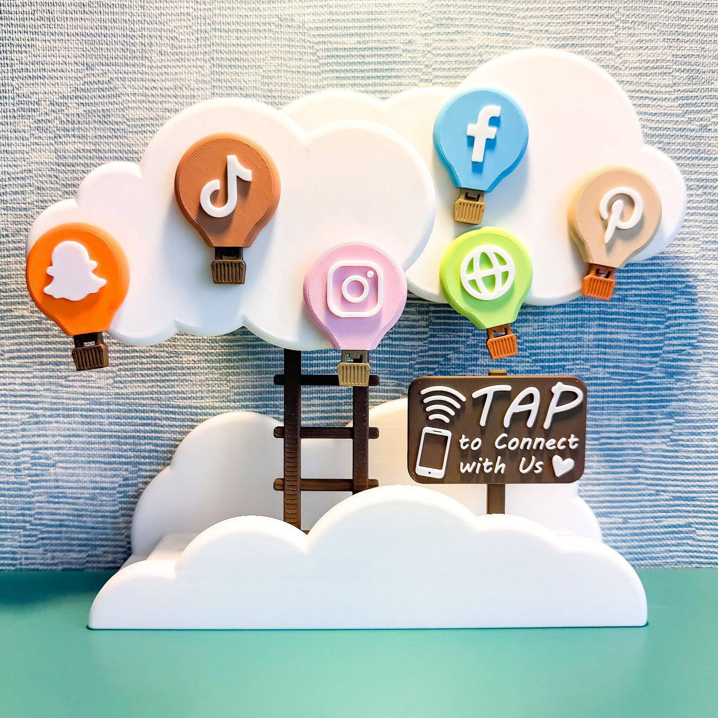 LinkClouds NFC Tag Set – Hot Air Balloon Edition in Casual Pastel