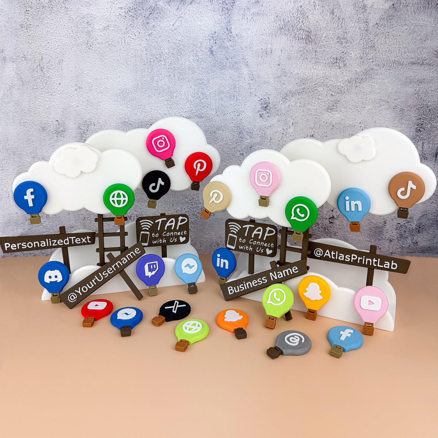 LinkClouds NFC Tag Set – Hot Air Balloon Edition in Casual Pastel