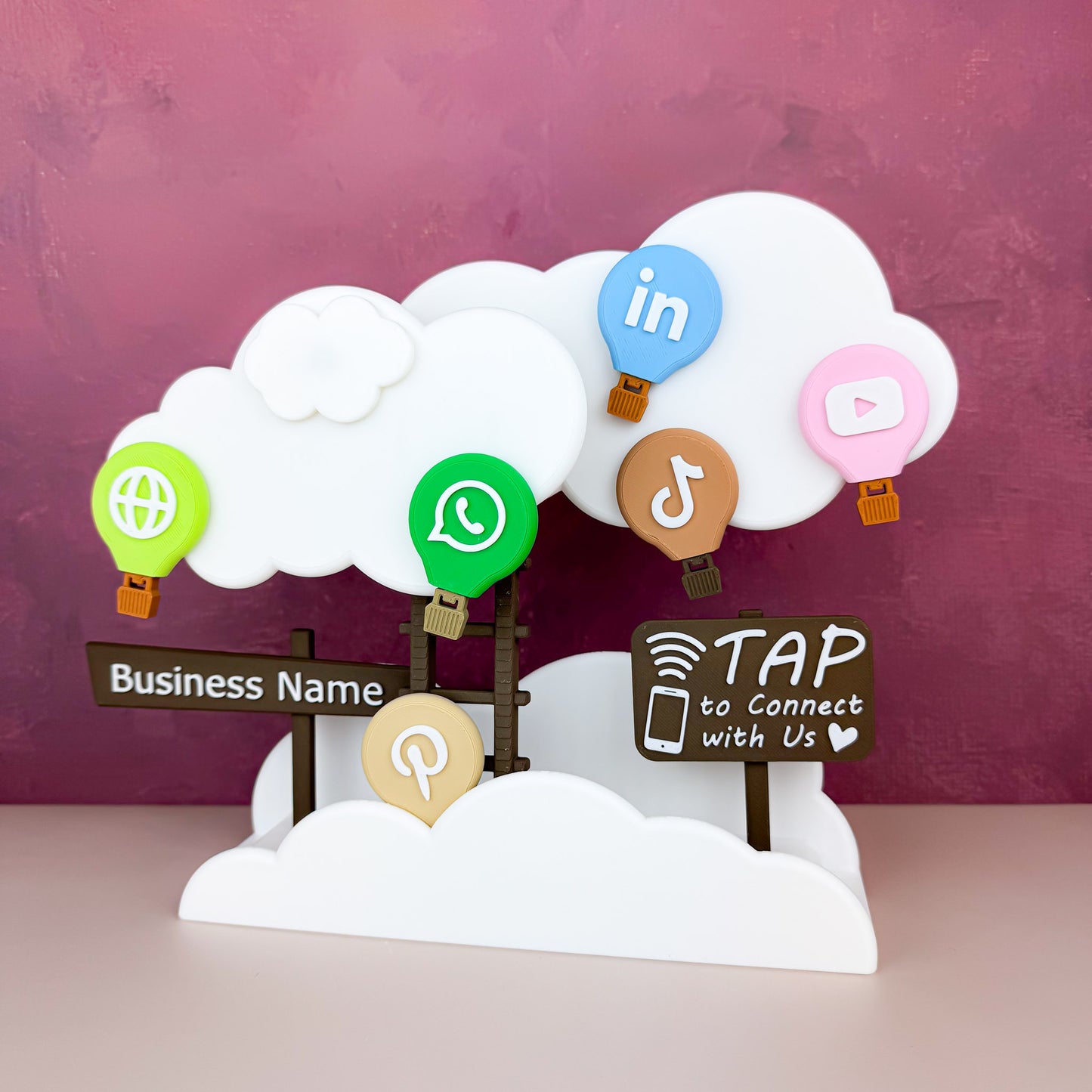 LinkClouds NFC Tag Set – Hot Air Balloon Edition in Casual Pastel