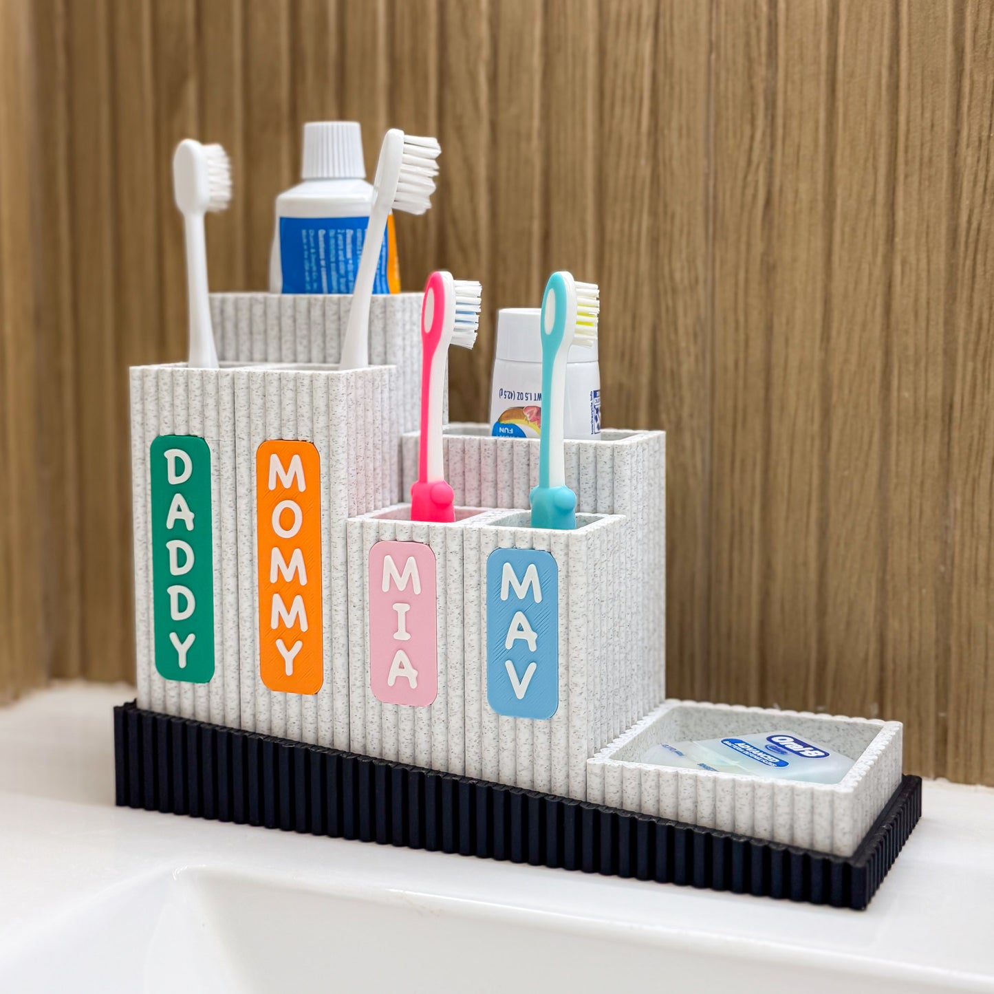 Nestle Modular Toothbrush & Toothpaste Holder with Drip Tray – Minimalist Bathroom Organizer