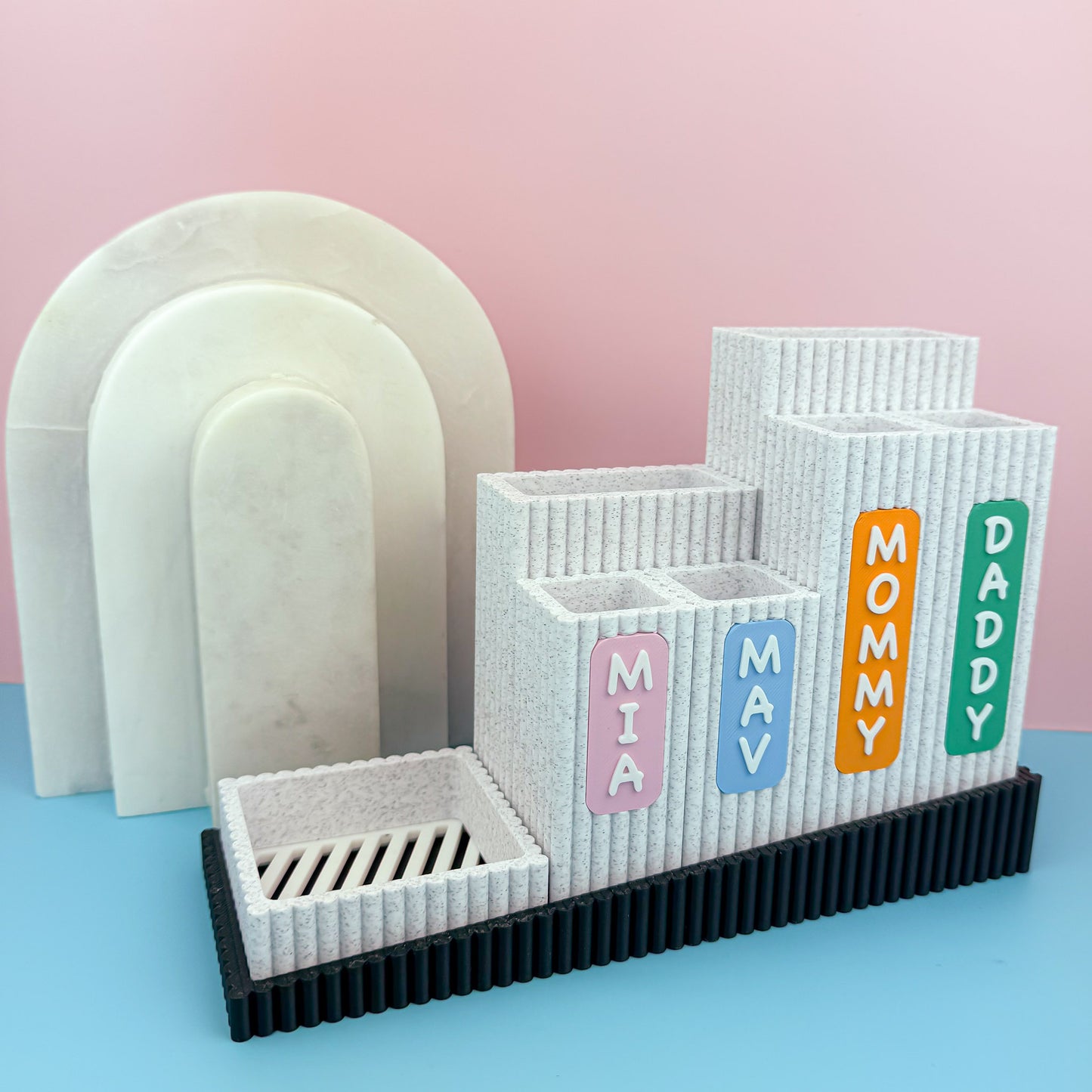 Nestle Modular Toothbrush & Toothpaste Holder with Drip Tray – Minimalist Bathroom Organizer