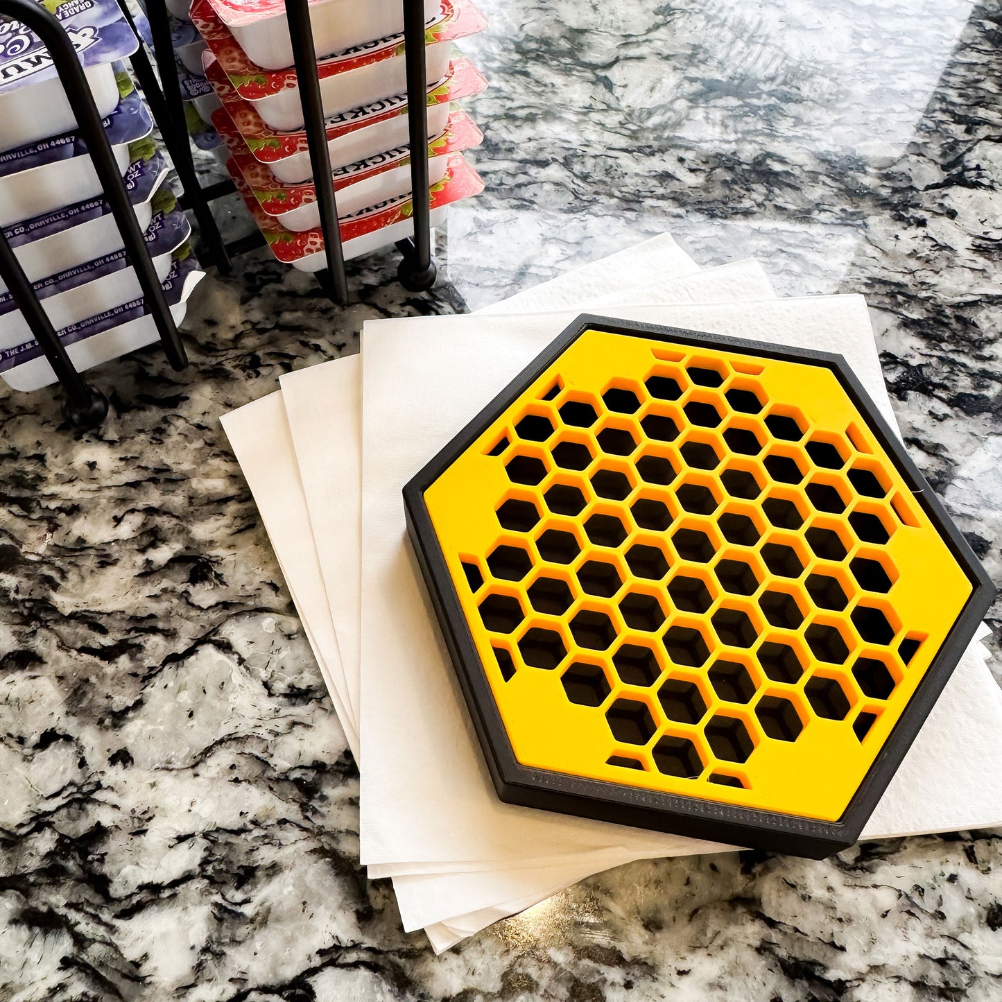 Levitation Coaster - Hexagon Edition in Honeycomb Yellow - Set of 2