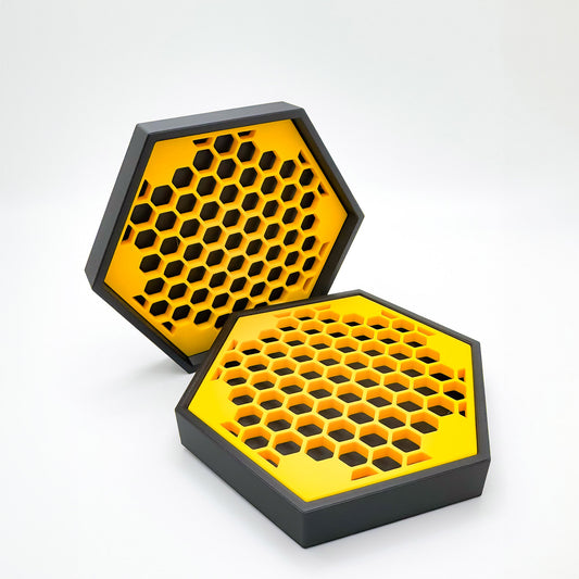 Levitation Coaster - Hexagon Edition in Honeycomb Yellow - Set of 2