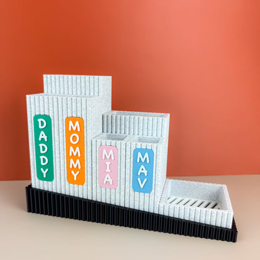 Nestle Modular Toothbrush & Toothpaste Holder with Drip Tray – Minimalist Bathroom Organizer